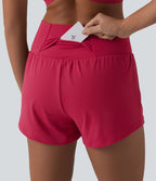 Short de yoga 2-en-1 SoftlyZero™ Airy croisé taille haute 7,5 cm effet frais InstantCool avec poches