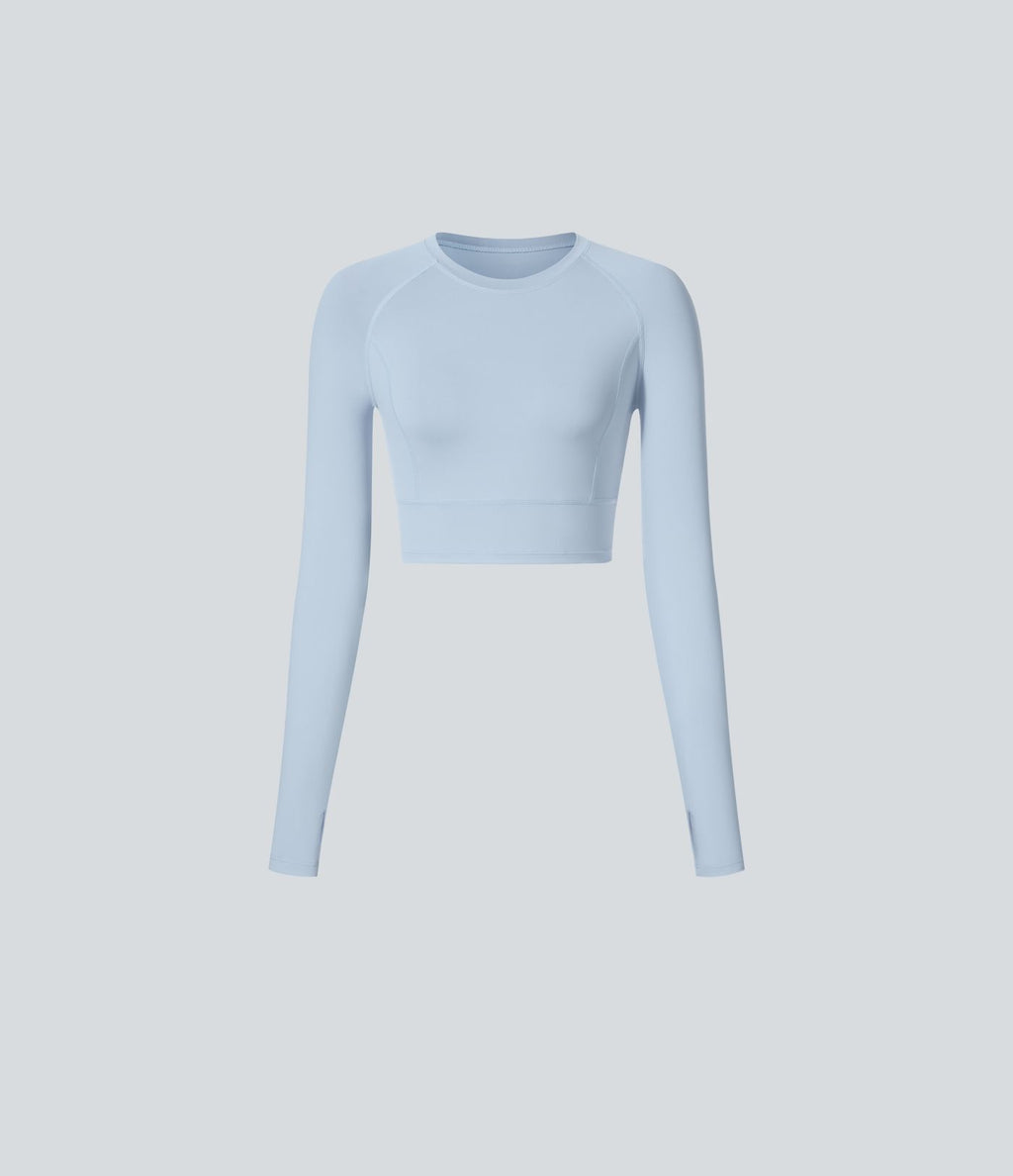 Top Sport Yoga Uni à Trou pour le Pouce Coupe Courte