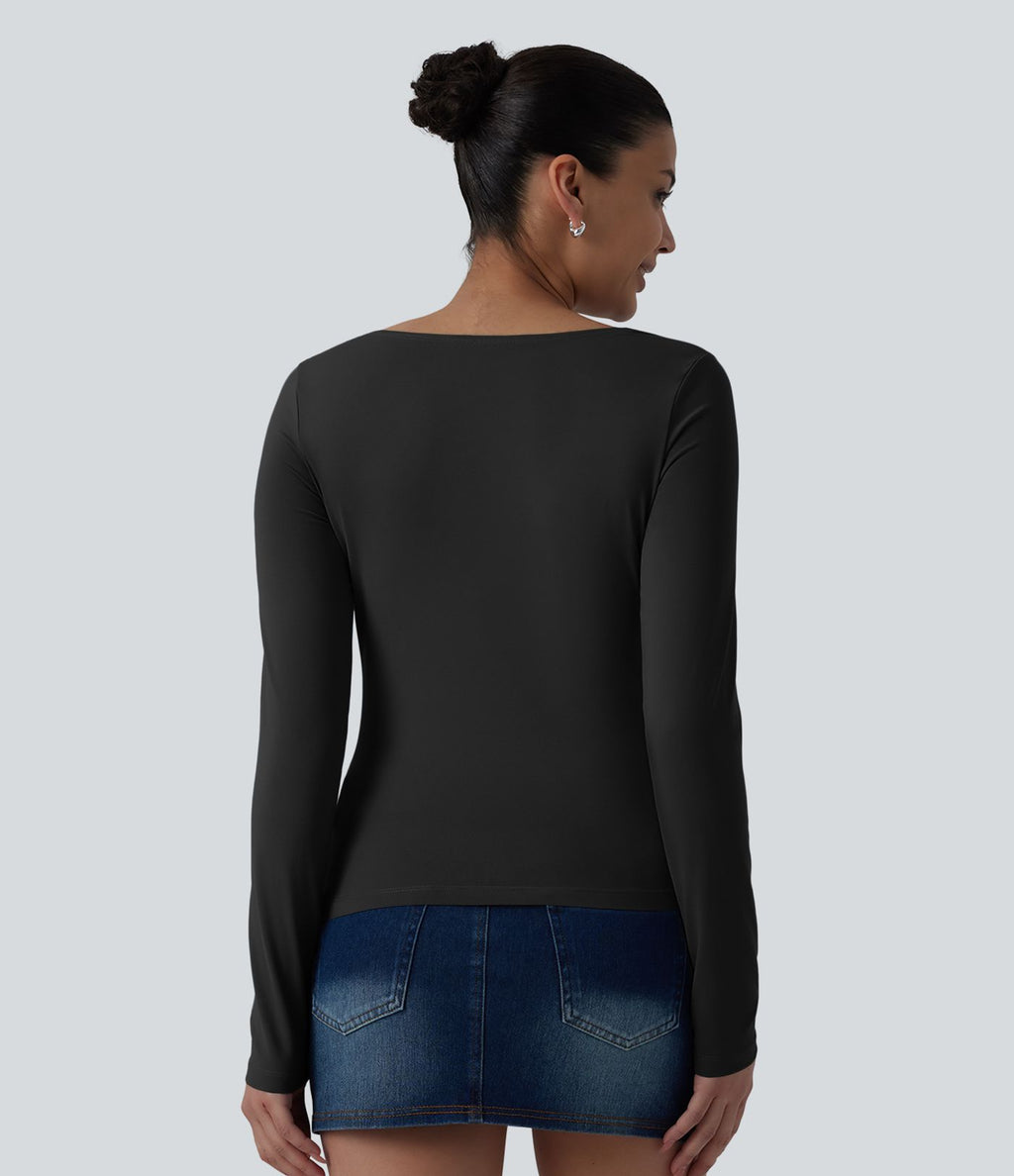 Haut casual asymétrique manches longues froncé