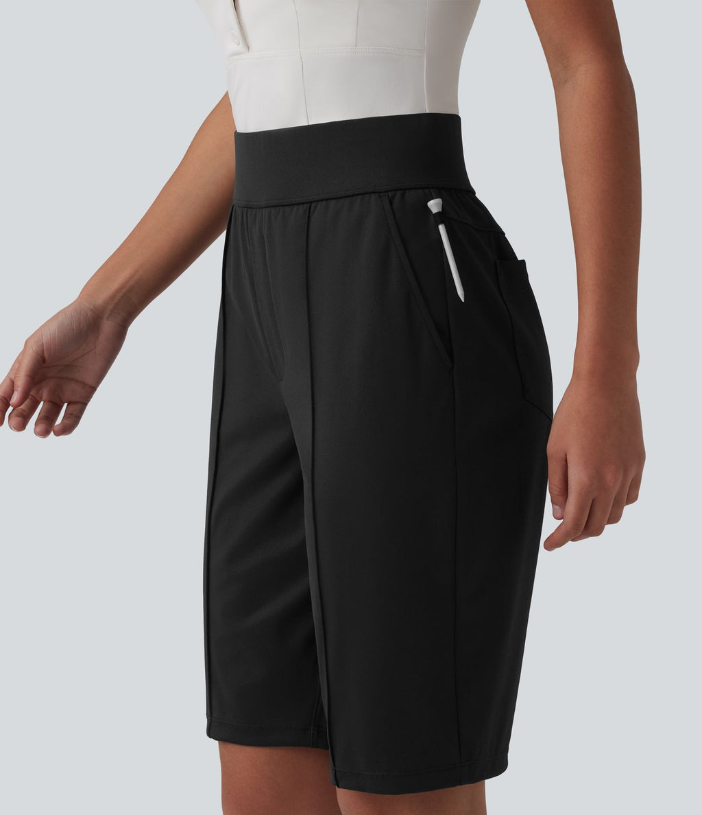 Short de golf séchage rapide taille haute avec poches 25 cm - Golf Tee - UPF40+