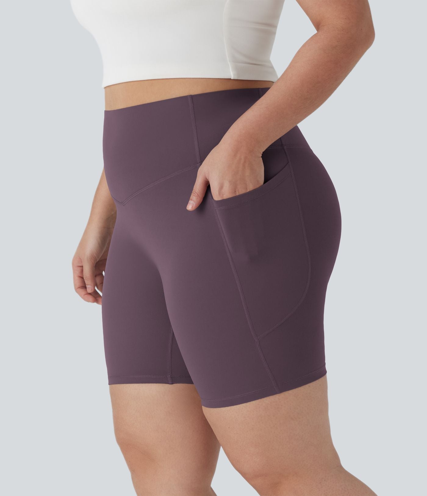 Short cycliste 17,5 cm d'entraînement gainant taille haute grande taille avec poches Halara UltraSculpt™