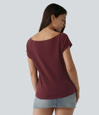 T-shirt décontracté col bateau manches courtes coton