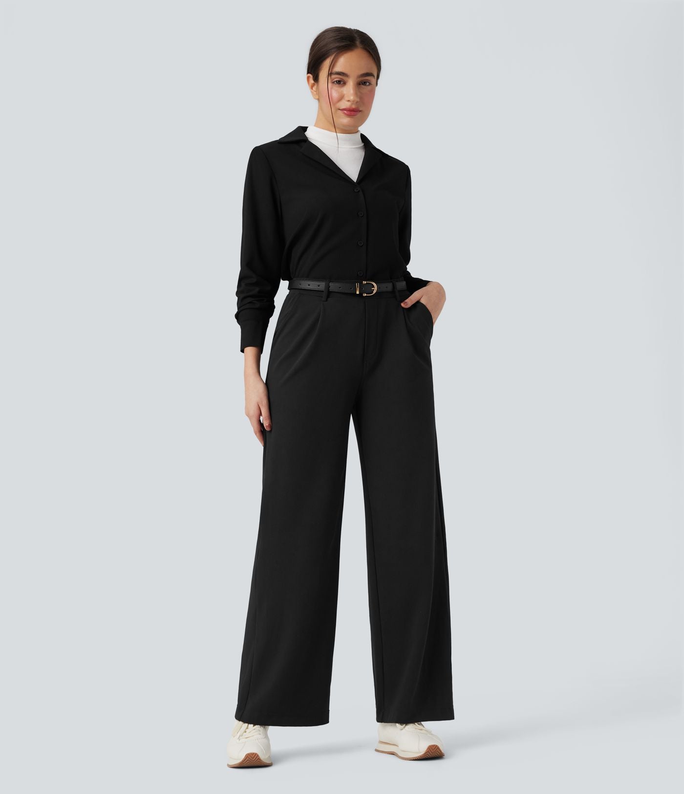 Chemise tailleur manches longues ourlet arrondi