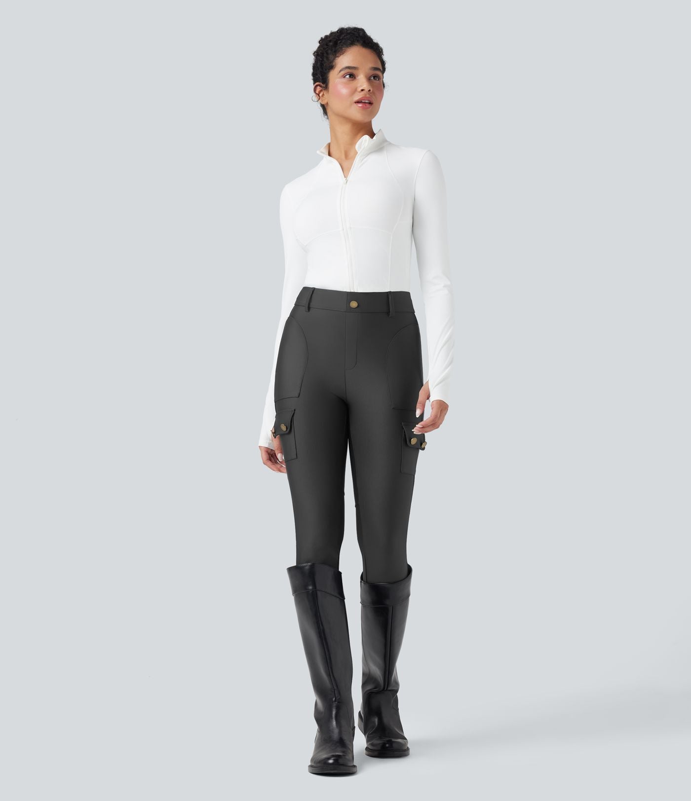 Legging 7/8 brillant taille haute avec poches