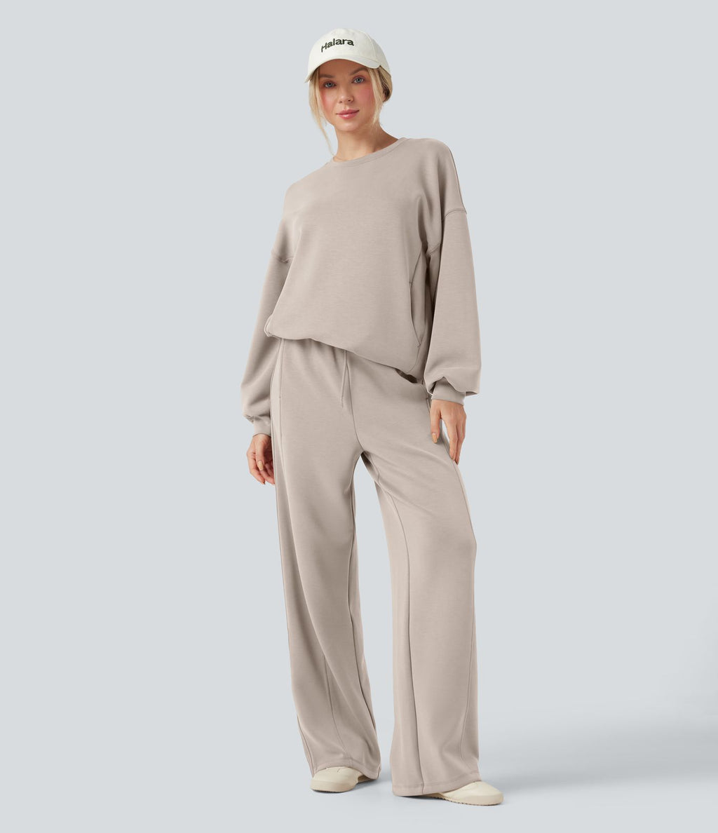 Sweat-shirt décontracté SpacerTek™ col rond, manches longues et dos croisé, avec poches