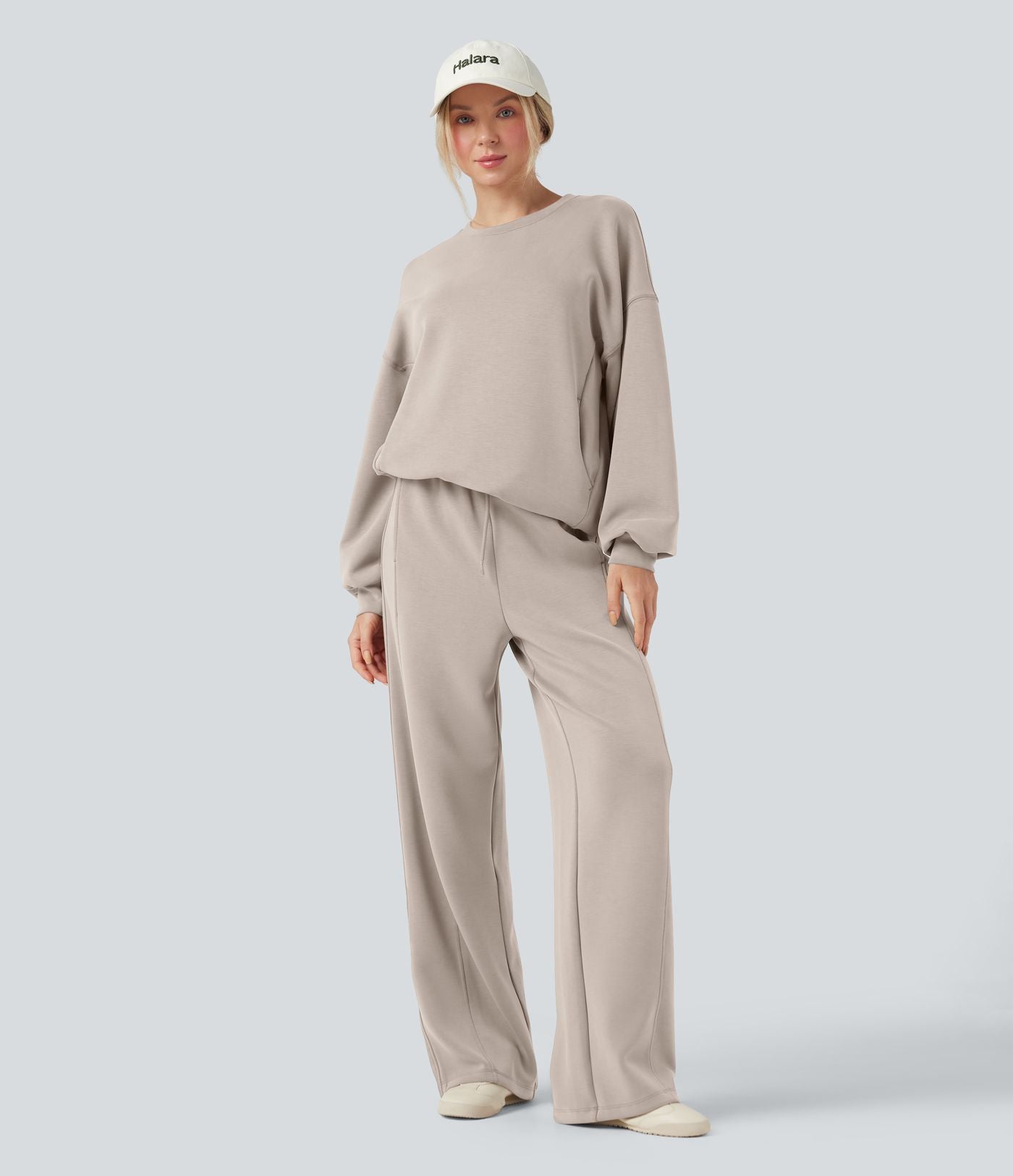 Sweat-shirt décontracté SpacerTek™ col rond, manches longues et dos croisé, avec poches