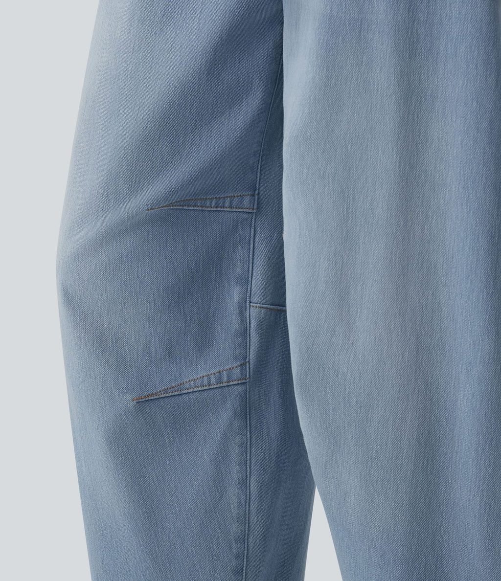 Jean Barrel 7/8 taille basse Halara Flex™ avec poches zippées