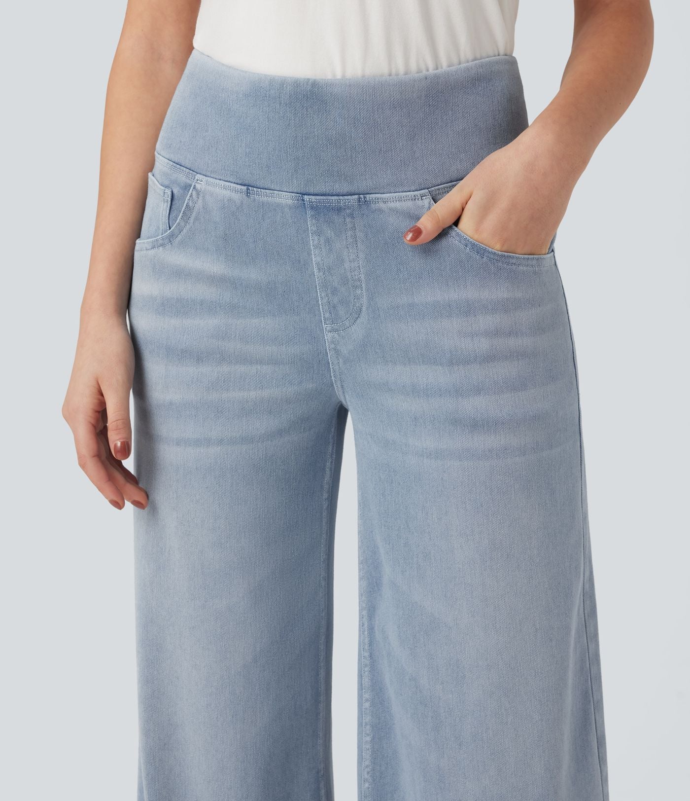 Jean décontracté ample gainant taille mi-haute avec poches Halara Flex™
