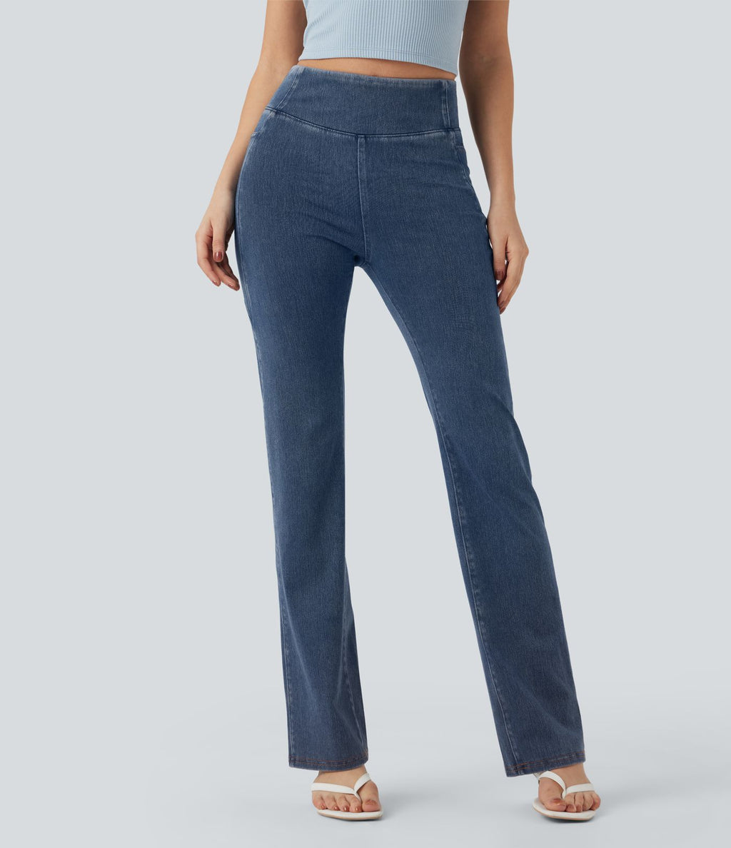 Jean décontracté à coupe bootcut gainant taille haute avec poches Halara Flex™