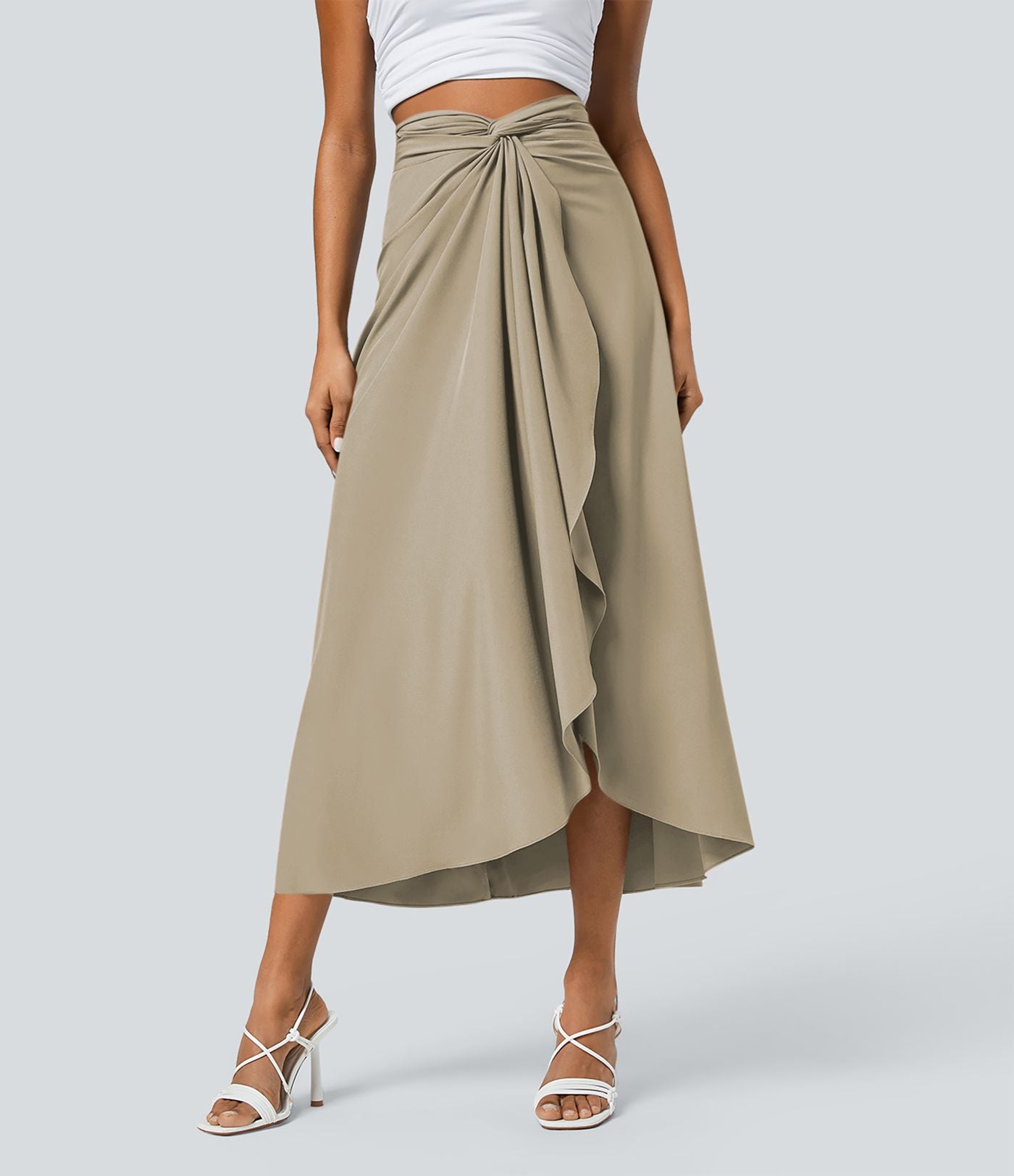 Jupe fluide de Vacances Breezeful™ Séchage Rapide Taille Haute Dos Noué Torsadé