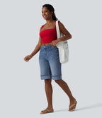 Short tailleur Halara Flex™ denim casual taille mi-haute avec poches