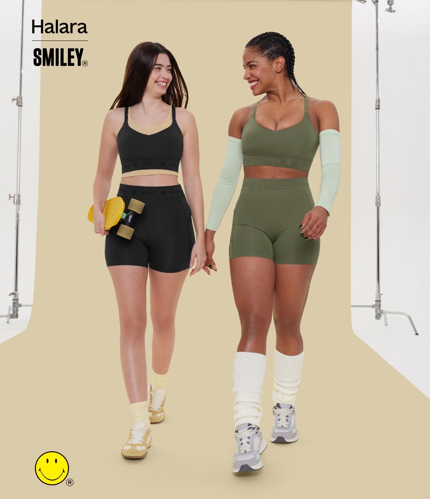 Short cycliste Halara X Smiley® SpeedWave™ 12,5 cm taille haute à séchage rapide avec poches