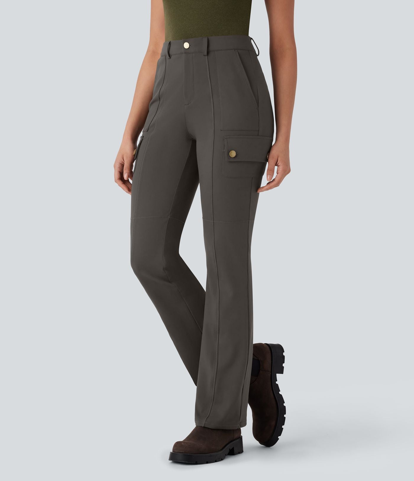 Pantalon cargo bootcut randonnée taille moyenne DayStretch avec poches