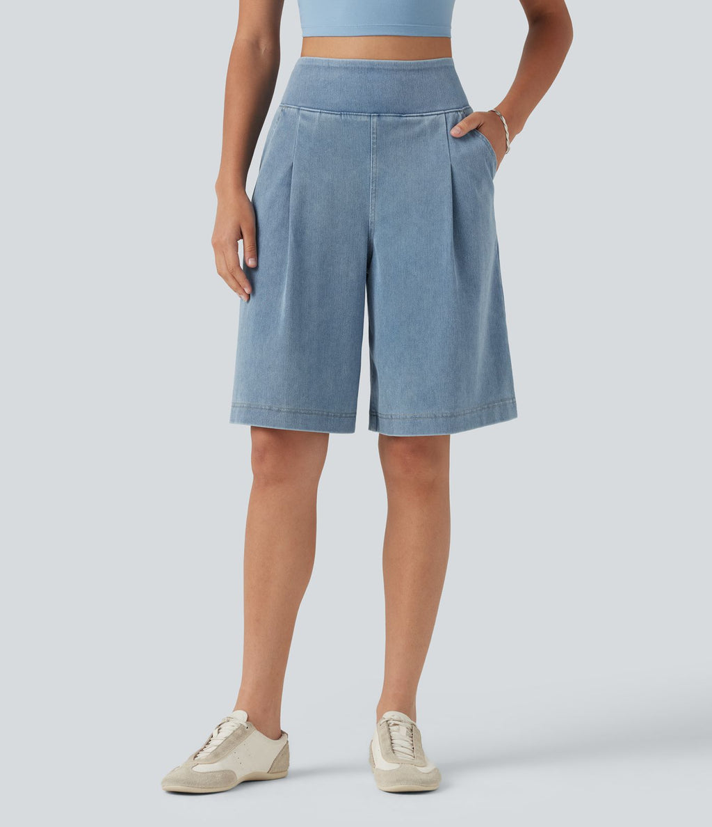 Halara Flex™ Short ample en jean décontracté taille haute 25 cm avec poches
