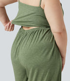 Combinaison grande taille chinée à jambes larges avec détails froncés, poches, coussinets amovibles et accès facile Easy Peasy