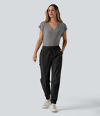 Jogging cargo décontracté taille mi-haute avec cordon de serrage et poches