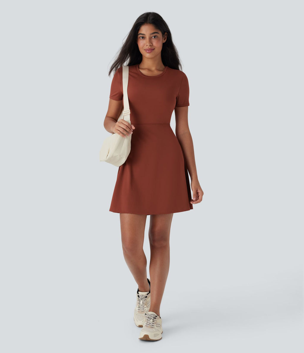 Robe de sport danse mini évasée à découpes D-F