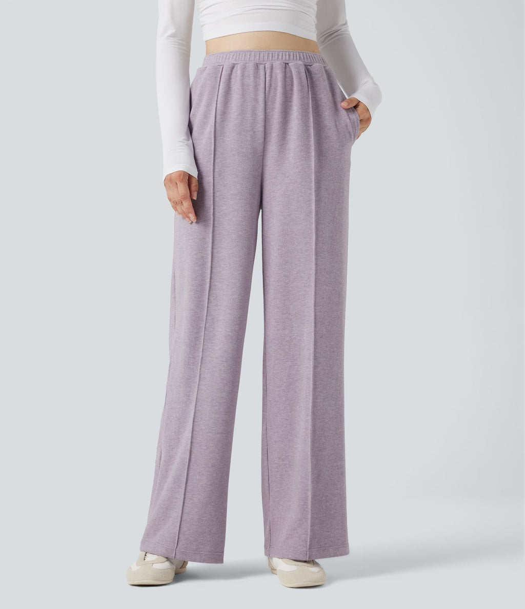 Pantalon baggy taille haute avec cordon de serrage et poches