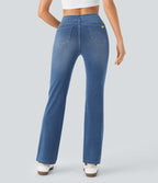 Halara Flex™ Jean bootcut décontracté extensible délavé taille haute à poches multiples
