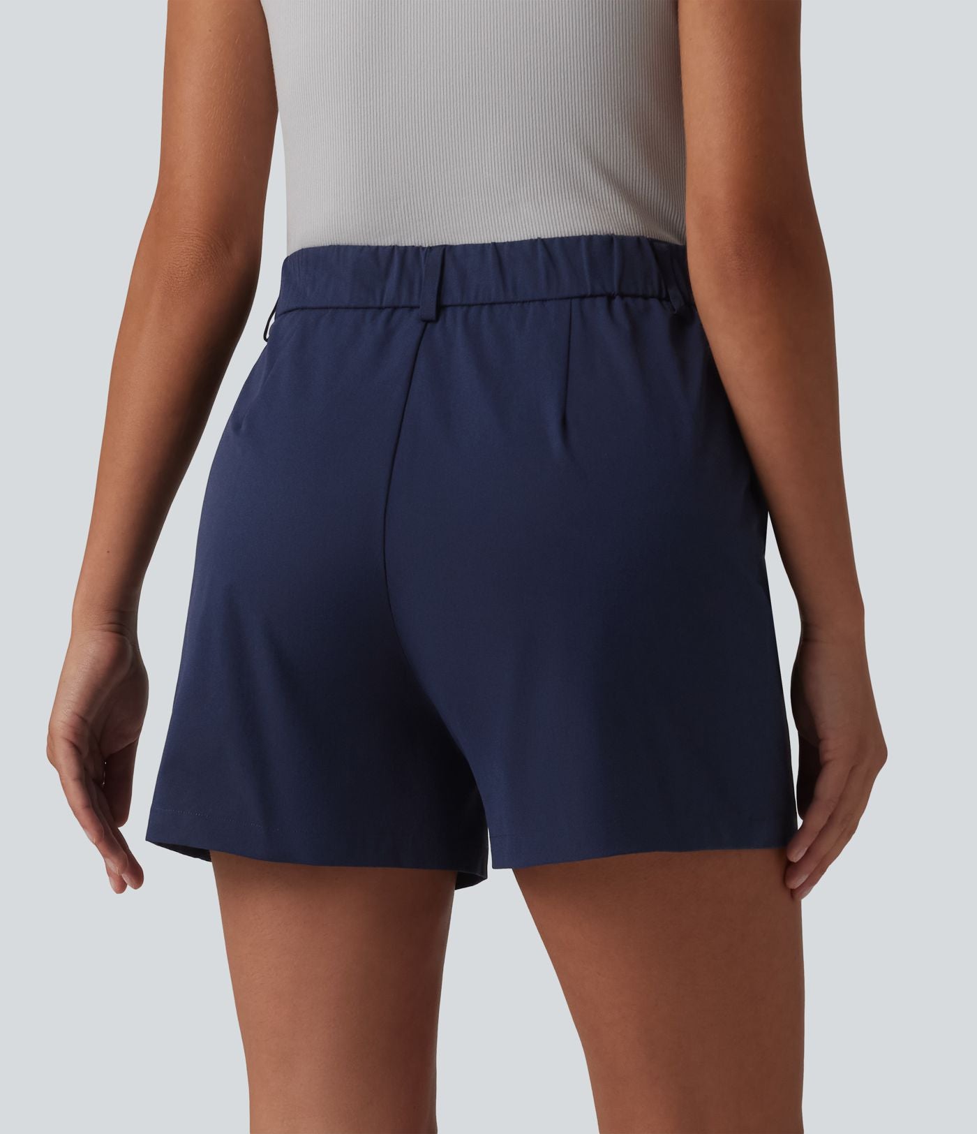Short tailleur en popeline stretch taille mi-haute 10 cm avec poches