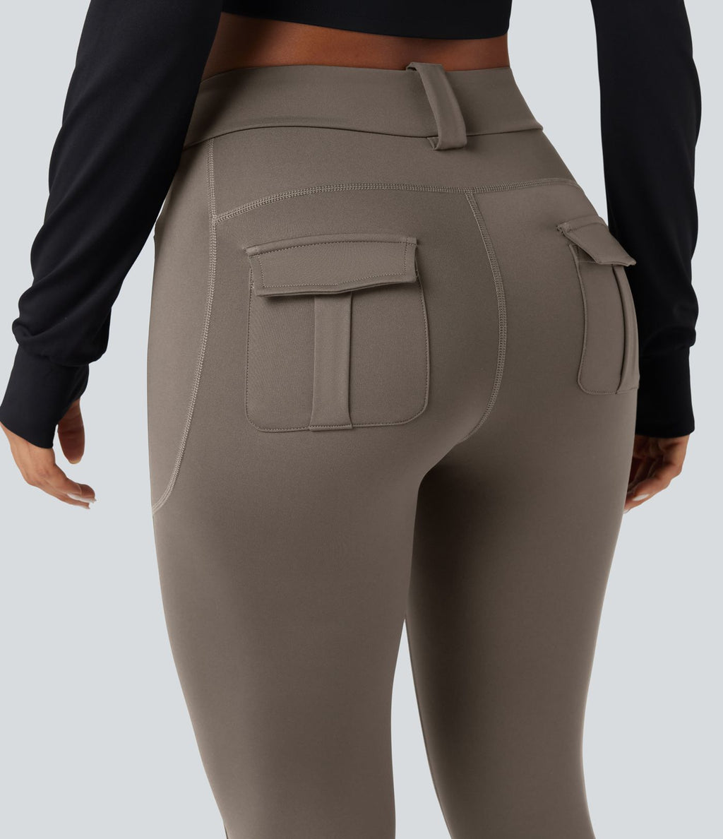 Legging cargo de randonnée résistant à l'usure taille mi-haute avec poches