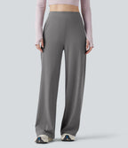Pantalon yoga large taille haute avec poches