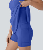 Softlyzero™ Plush Robe de danse courte dos nu avec short intégré - Version Easy Peasy