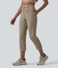 Jogging court de running taille haute froncé avec cordon de serrage et poches