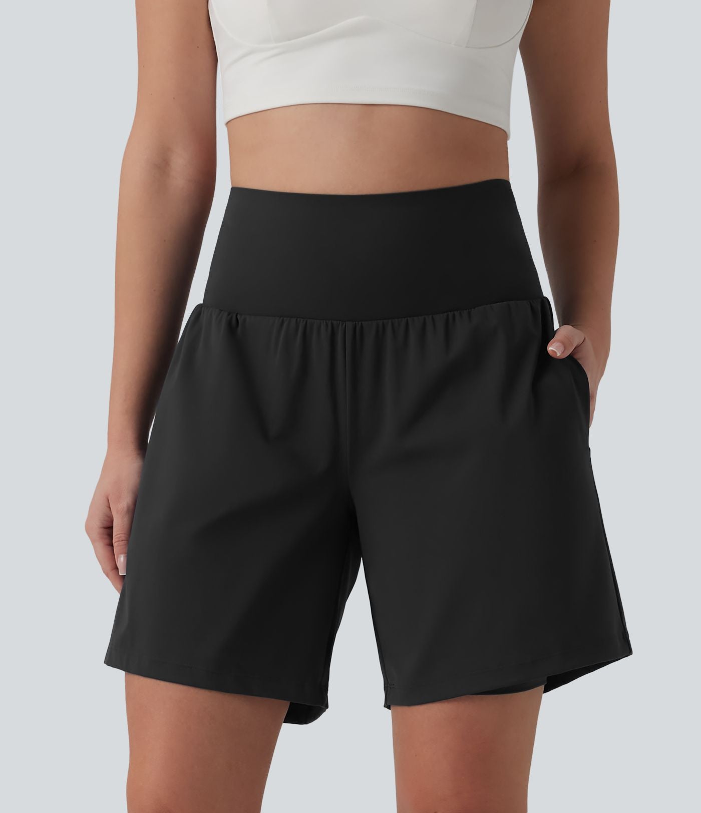 Short de yoga SoftlyZero™ Airy 2-en-1 gainant taille très haute effet frais InstantCool 17,5 cm avec poches