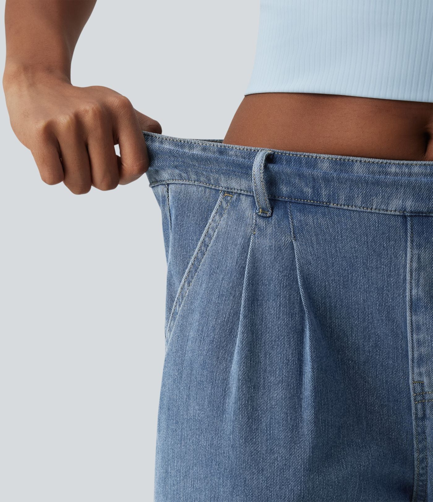 Halara Flex™ Short casual en denim taille mi-haute à ourlet retroussé avec poches