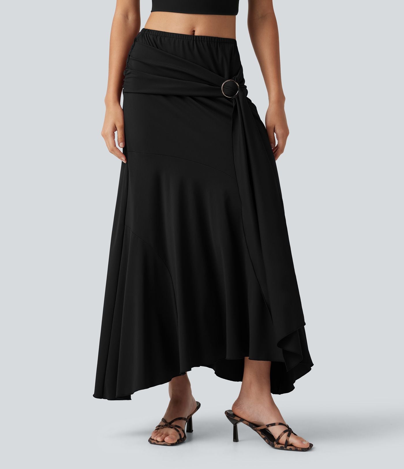 Jupe de soirée maxi taille mi-haute froncée coupe sirène