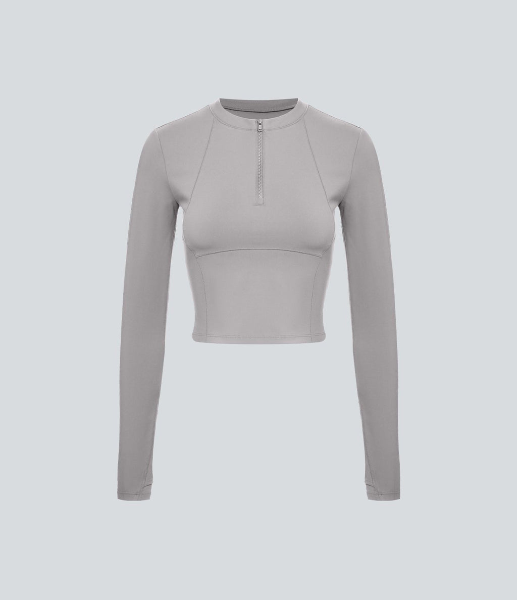 Softlyzero™ Plush Top Sport de Golf Court à Manches Longues avec Trou pour Pouce et Demi-Zip