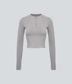 Softlyzero™ Plush Top Sport de Golf Court à Manches Longues avec Trou pour Pouce et Demi-Zip
