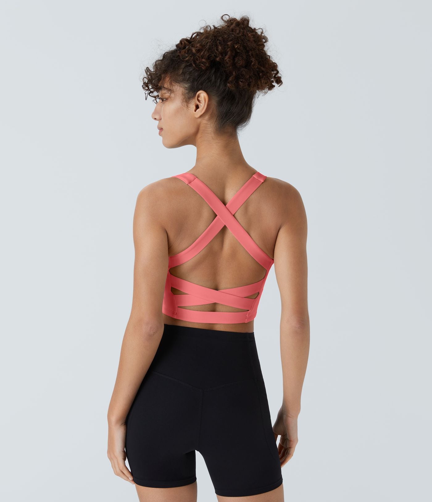 Débardeur yoga court SoftlyZero™ Airy col carré dos nu bretelles croisées effet frais InstantCool, bonnets A-C, protection solaire UPF50+