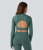 OneForm Seamless Flow Top de sport court yoga dos nu à manches longues raglan avec passants pouces