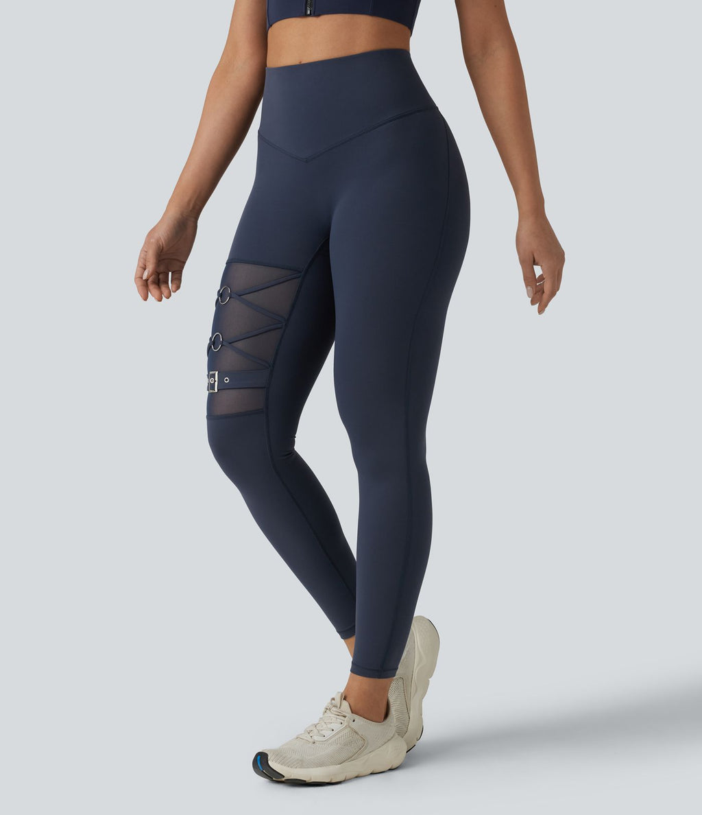 Halara UltraSculpt™ Legging de yoga 7/8 taille haute ventre plat avec maille respirante et boucle