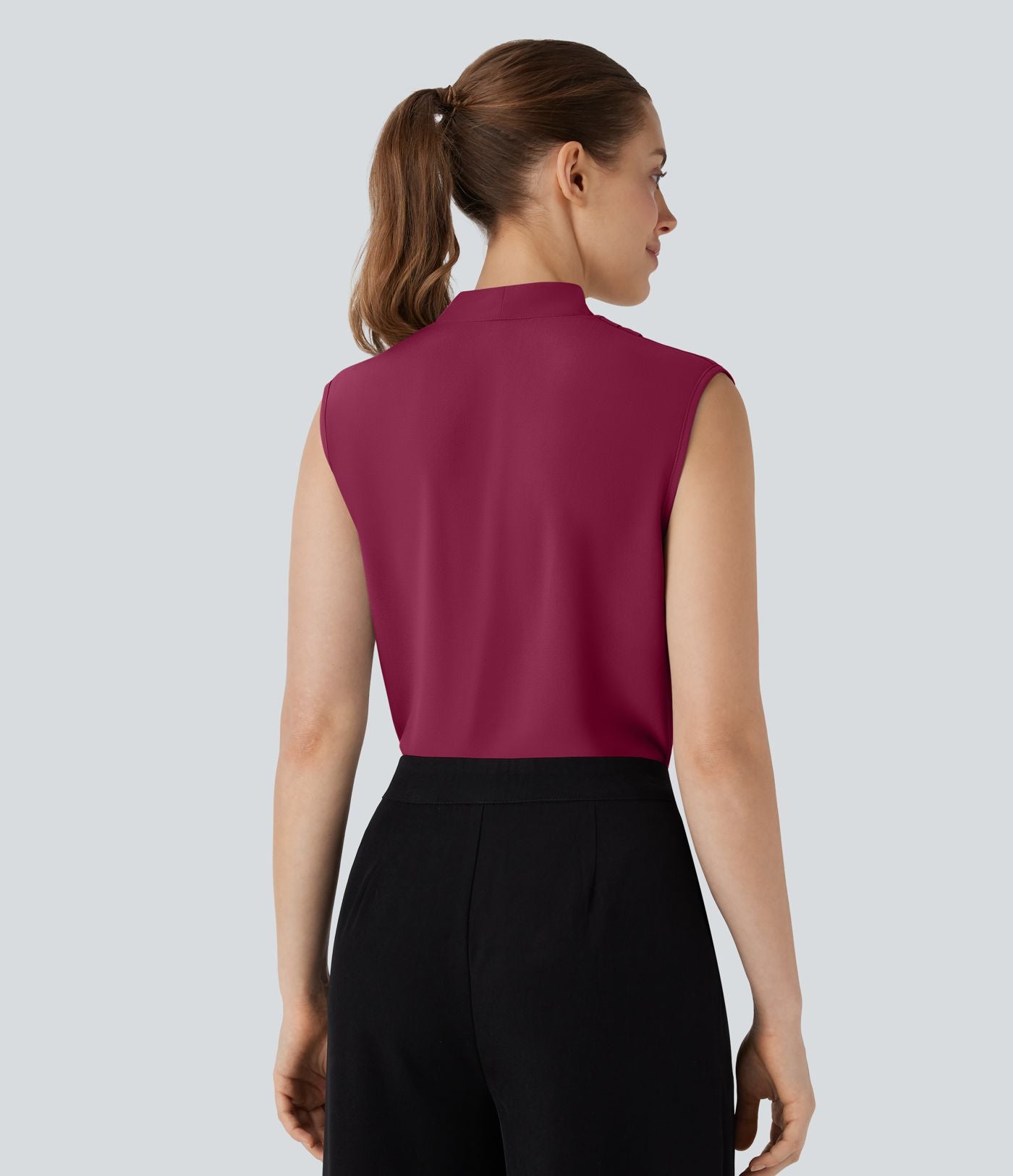 Blouse sans manches col V pour le bureau