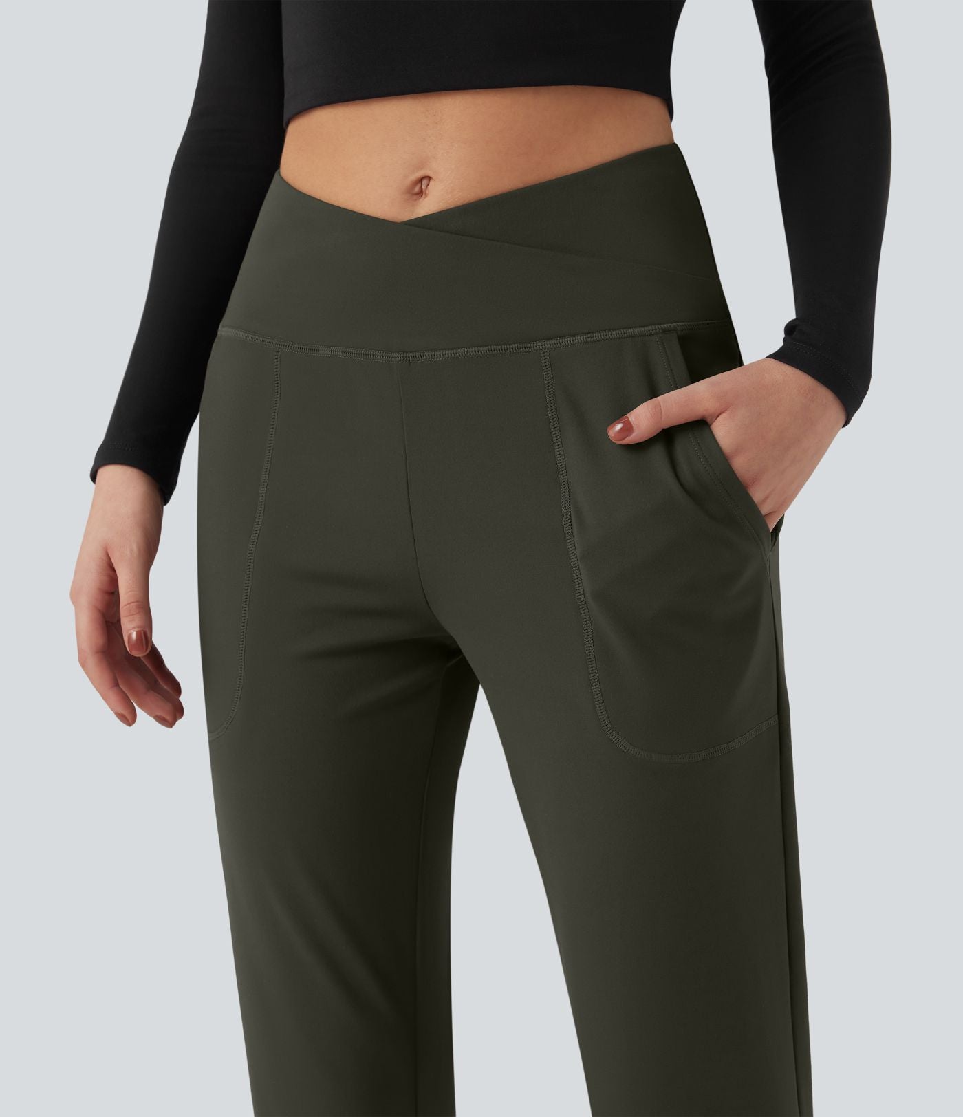Pantalon fuselé croisé taille haute DayStretch avec poches