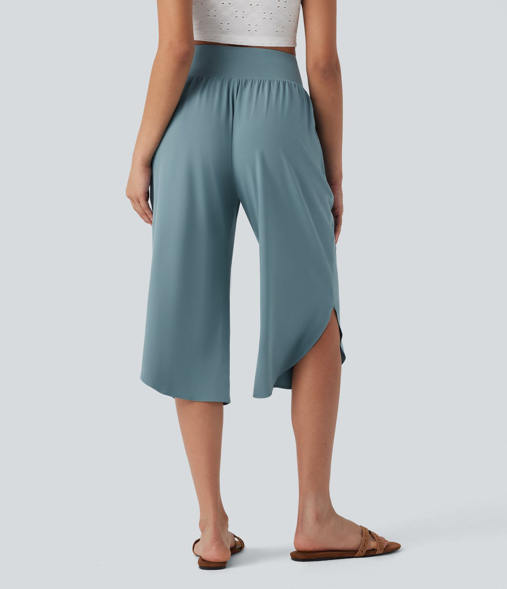 Pantalon corsaire gainant taille haute à ourlet asymétrique et séchage rapide avec poches Breezeful™