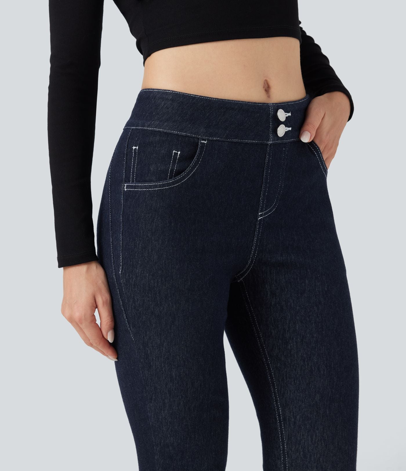 Legging denim Halara Flex™ 7/8 taille mi-haute avec poches