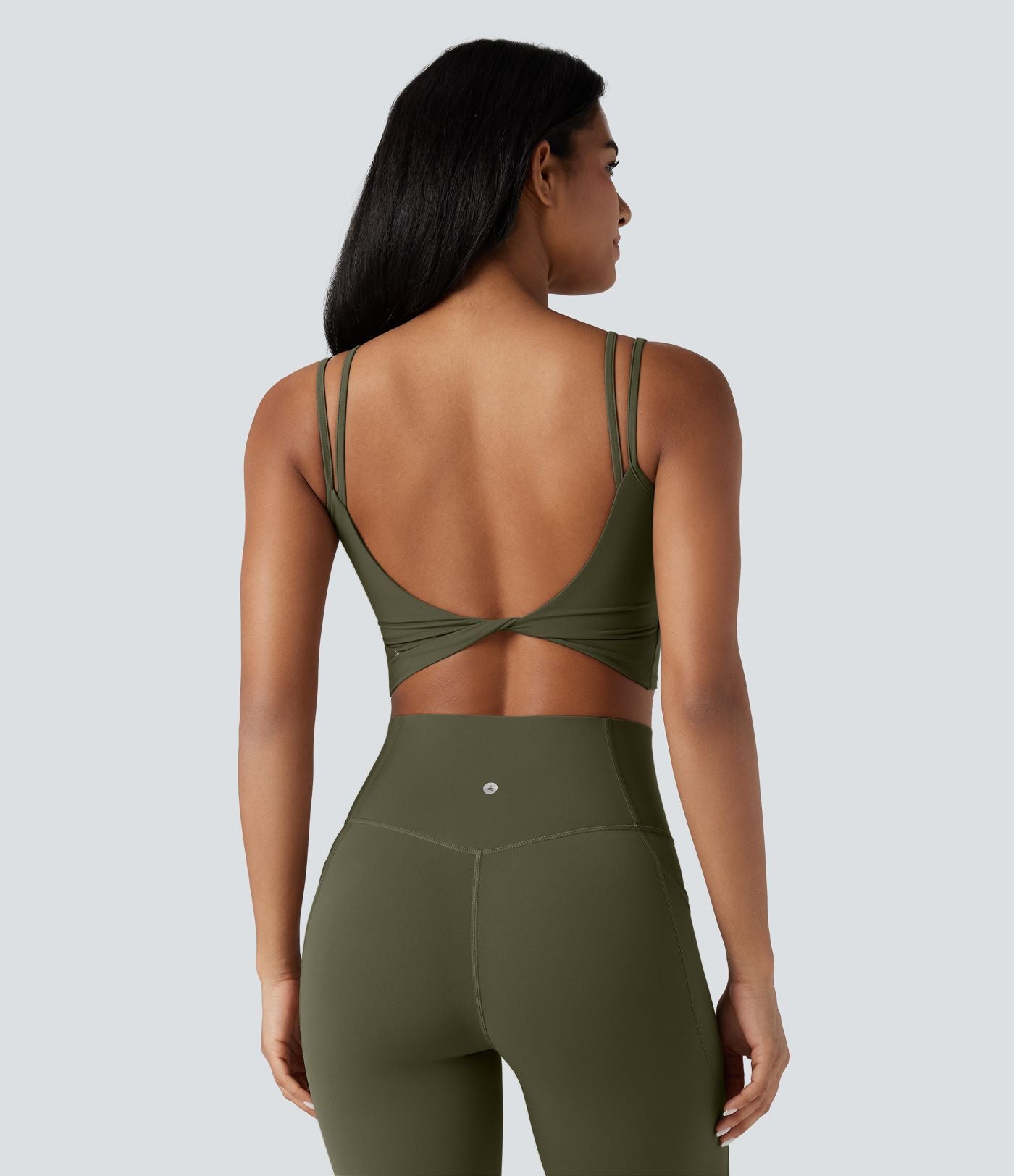 Débardeur yoga court Halara UltraSculpt™ double bretelles torsadé dos nu