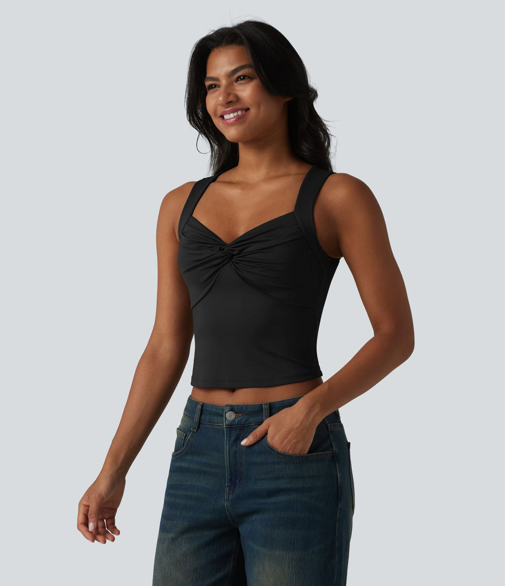 Débardeur casual slim torsadé col cœur
