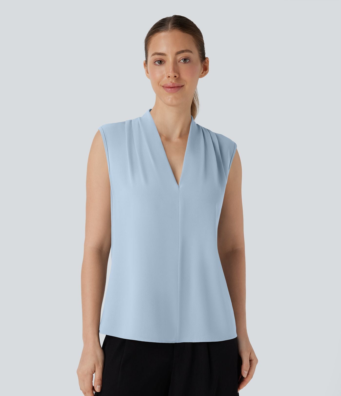 Blouse sans manches col V pour le bureau