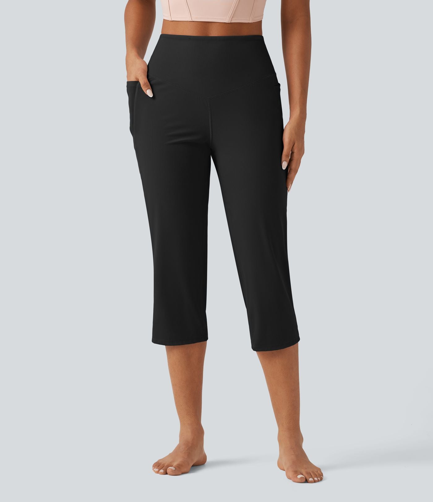 Pantacourt de yoga droit Halara UltraSculpt™ taille haute gainant avec poches