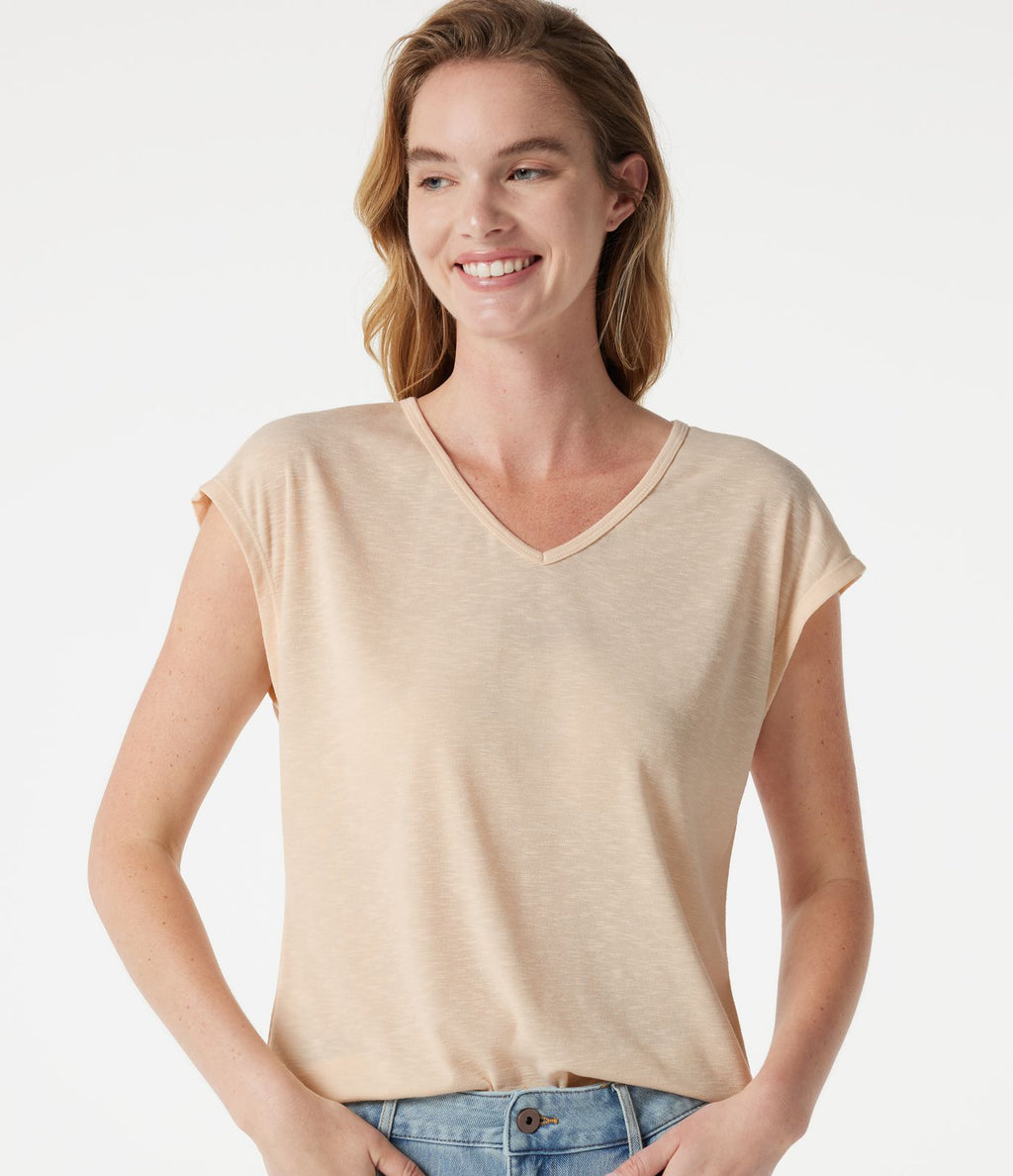 T-shirt casual col V à manches courtes