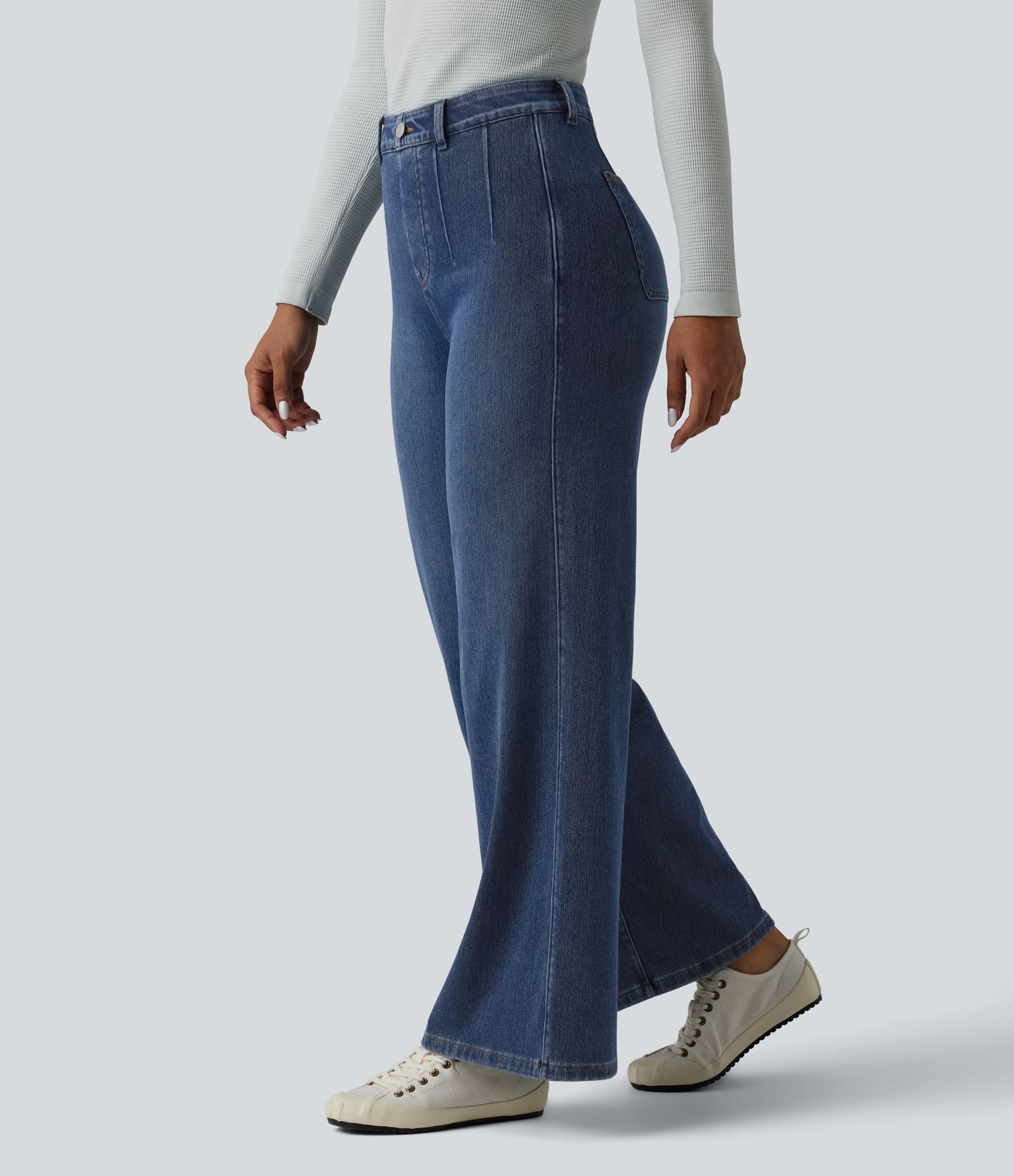 Jean large décontracté Halara Flex™ Curvy taille haute gainant avec poches