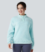 Sweat-shirt polaire col montant boutonné