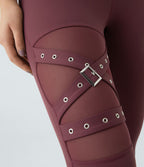 Legging yoga croisé taille haute avec mesh contrastant et boucle décorative DayStretch