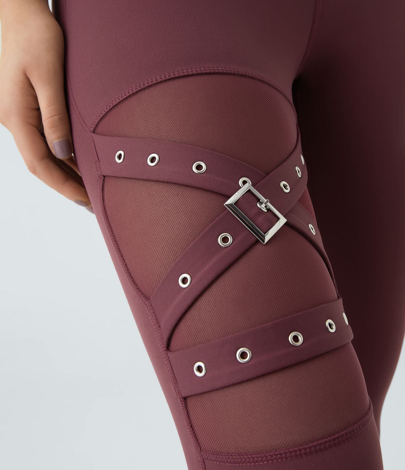 Legging yoga croisé taille haute avec mesh contrastant et boucle décorative DayStretch
