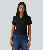 Blouse col V manches courtes pour le bureau
